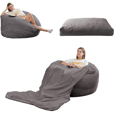 Trule Bean Bag Chairs For Adults, 2 In 1 Bean Bag Chairs, Convertible Bean Bag With Filler For Gaming Large Foam, Bean Bags With Washable Soft Velvet by Trule