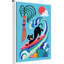 «Vibrant Whimsical Ocean Surf Cat» par Rachel Lee, 3 oiseaux, reproduction d'art sur toile encadrée