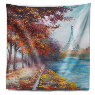 Paysage paris tour eiffel voir en automne tapisserie