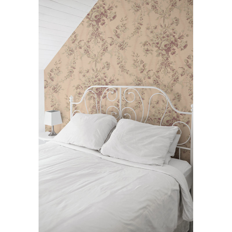 Rouleau de papier peint L 33 pi x l 20,5 po, Rose métallique discret