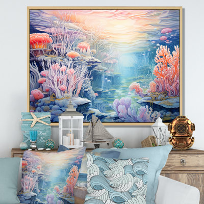 «Turquoise and Pink Underwater World I», reproduction sur toile
