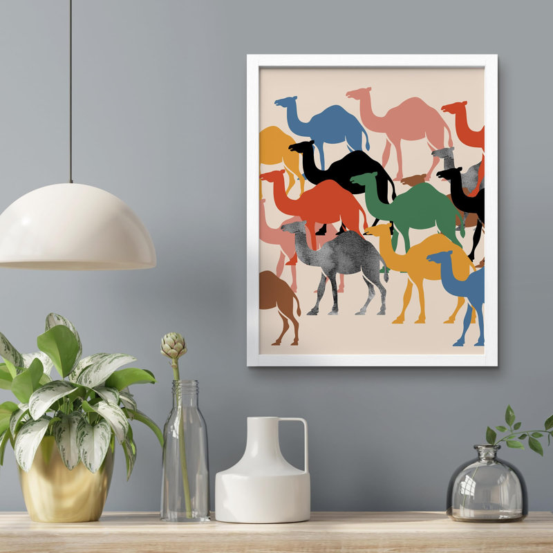 «Camel Watercolor African Animals» sur papier, Blanc, H 10 po x l 8 po