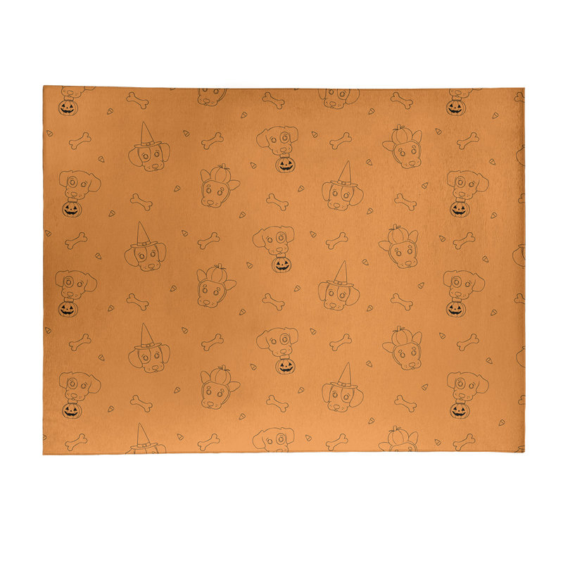 Tapis zone orange fait main, Rectangle 5 pi x 7 pi
