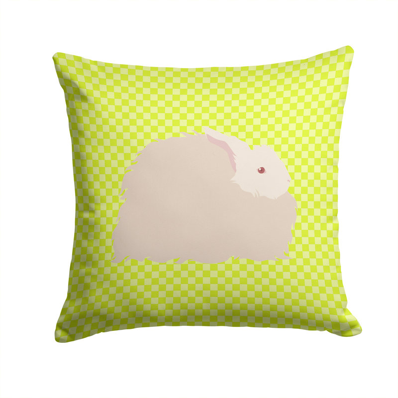 Coussin décoratif d’extérieur angora lapin check, Vert, 14 po x 14 po