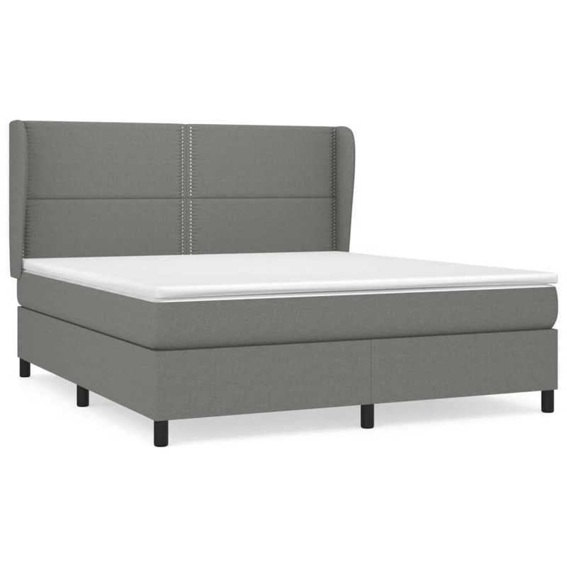 Lit sommier avec matelas Hollhurst, Tissu, Gris foncé / Noir, Grand