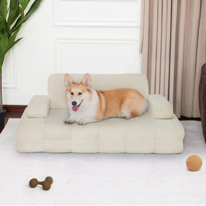 Lit pour chien de 51,2 po de largeur, canapé de compression pour chien avec coussin antidérapant, aucun assemblage requis