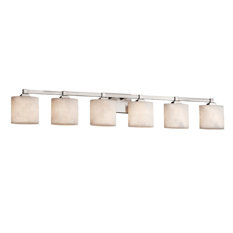 Barre d'éclairage de salle de bain à intensité variable 6 lumières Brey, Nickel brossé