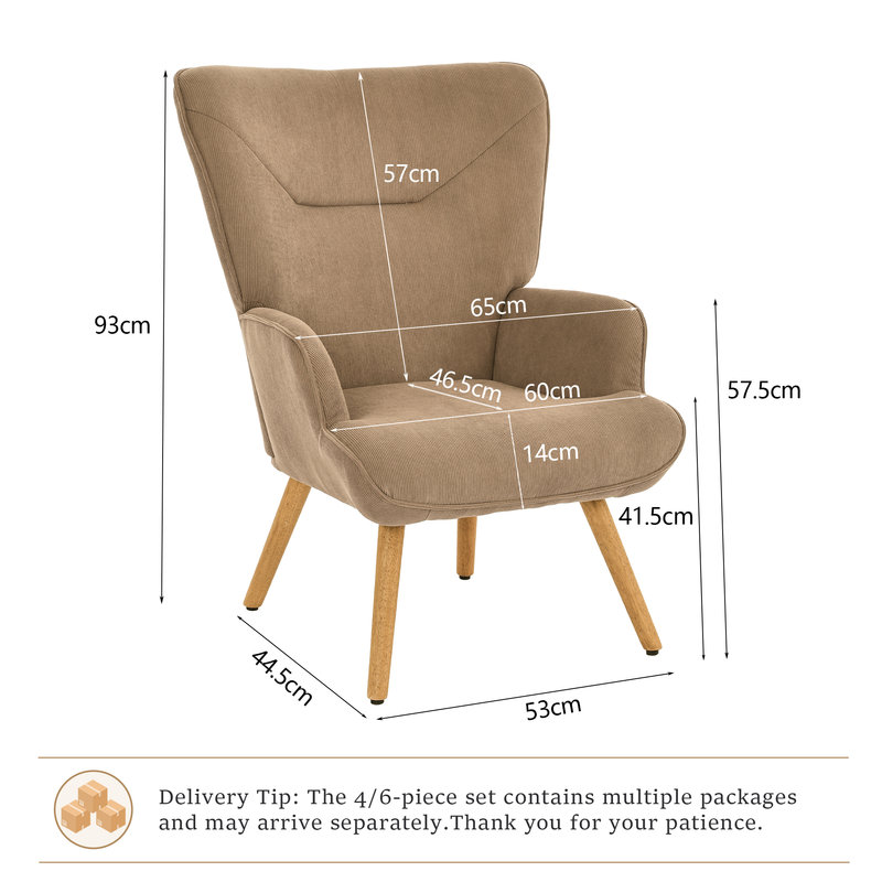 Upholstered Armchair, Camel