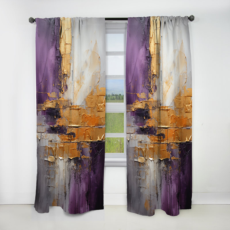 Gold Purple Abstract Fractal III - Fractals Blackout Abstract Curtain - 1 Panel, 52" W x 108" L