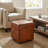 Genuine Leather Cube Ottoman, Saddle Brown