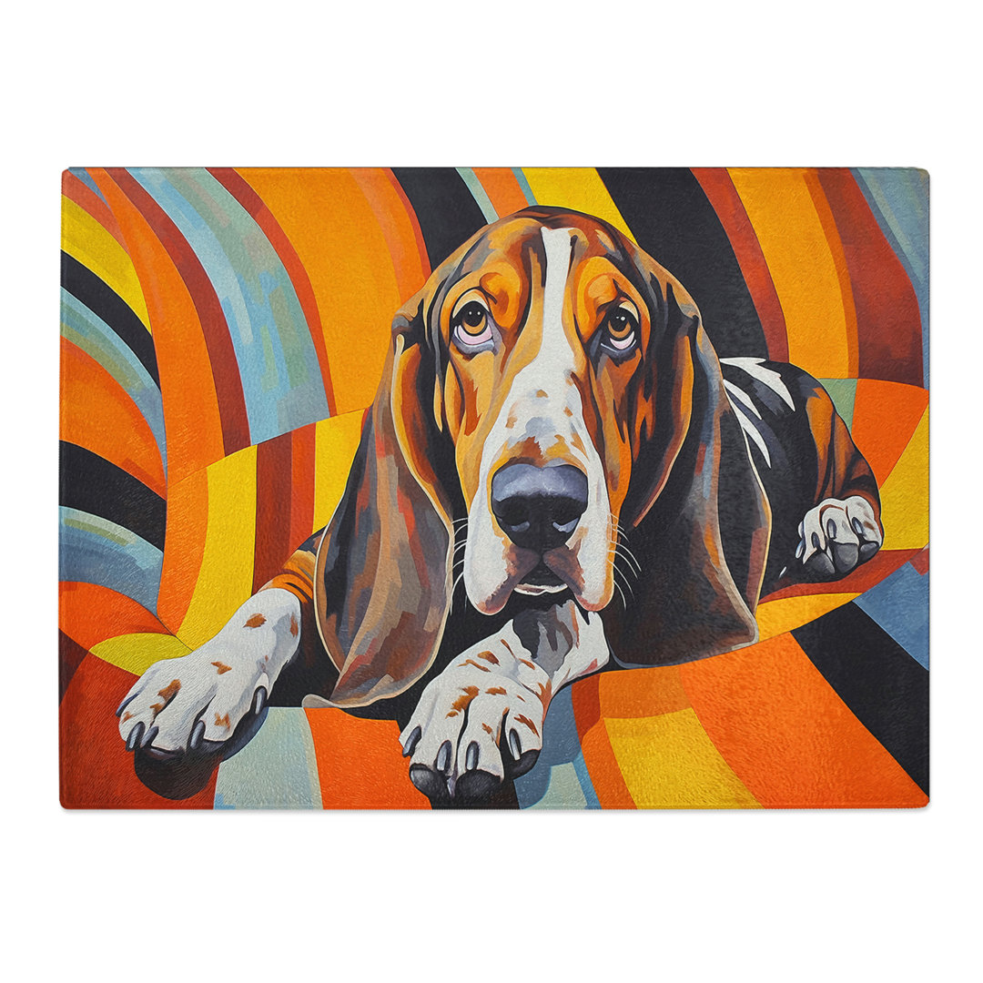 Basset Hound Contemporary  Glass Chopping Board