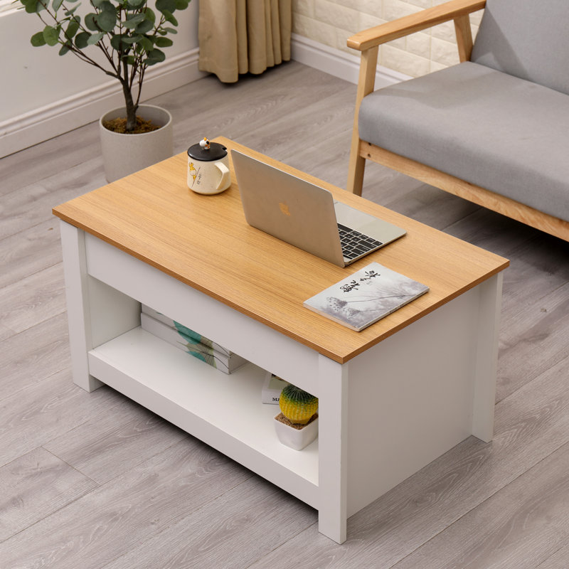 Lift Top Frame Coffee Table with Storage, White
