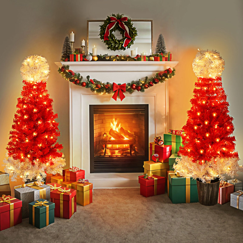Ensemble de 2 sapins de Noël illuminés