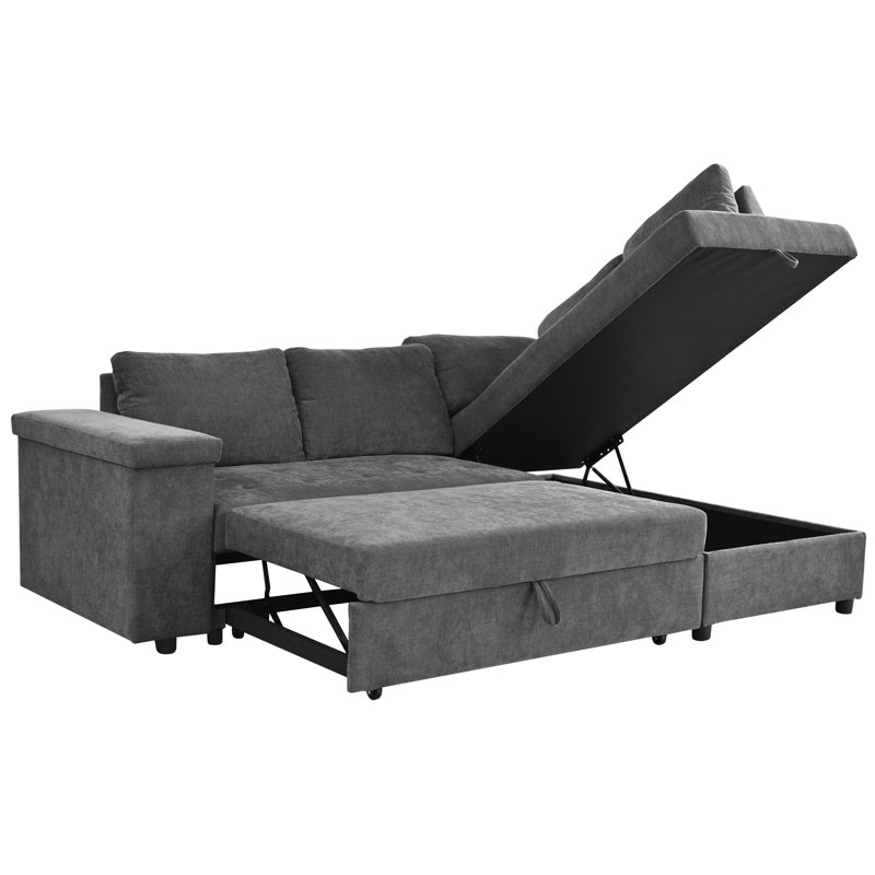 Canapé en L de 91,5 po avec lit escamotable et canapé-lit modulaire avec rangement caché Mirod