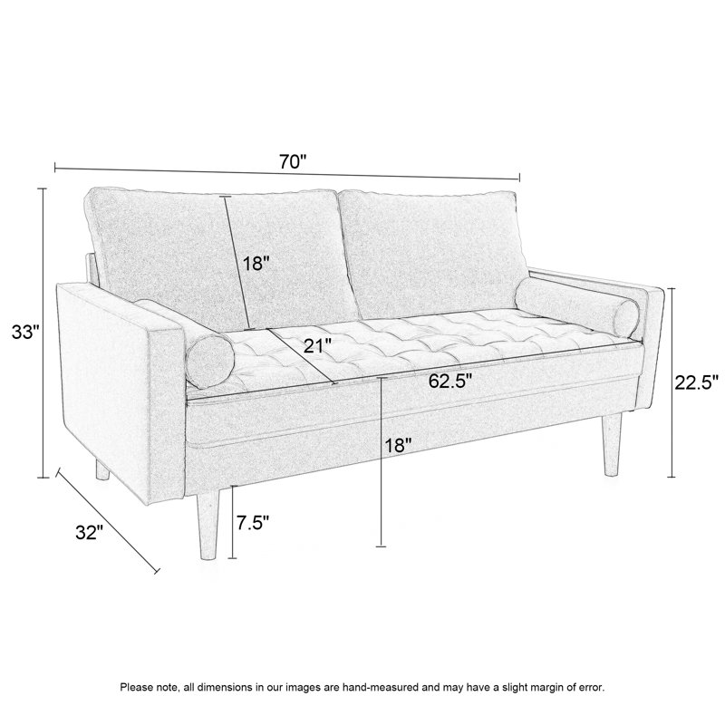 Matheny 70'' Microfiber Microsuede Square Arm Sofa, Gray