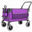 Chariot pliant multifonctionnel avec chariot pivotant et poussoir avec poignée rotative et auvent, pneus de plage 9X4 pour le camping et la plage, capacité de charge de 480 lb, grande capacité de 300 L pour le transport, l'épicerie et l'utilisation à l'extérieur-124641970