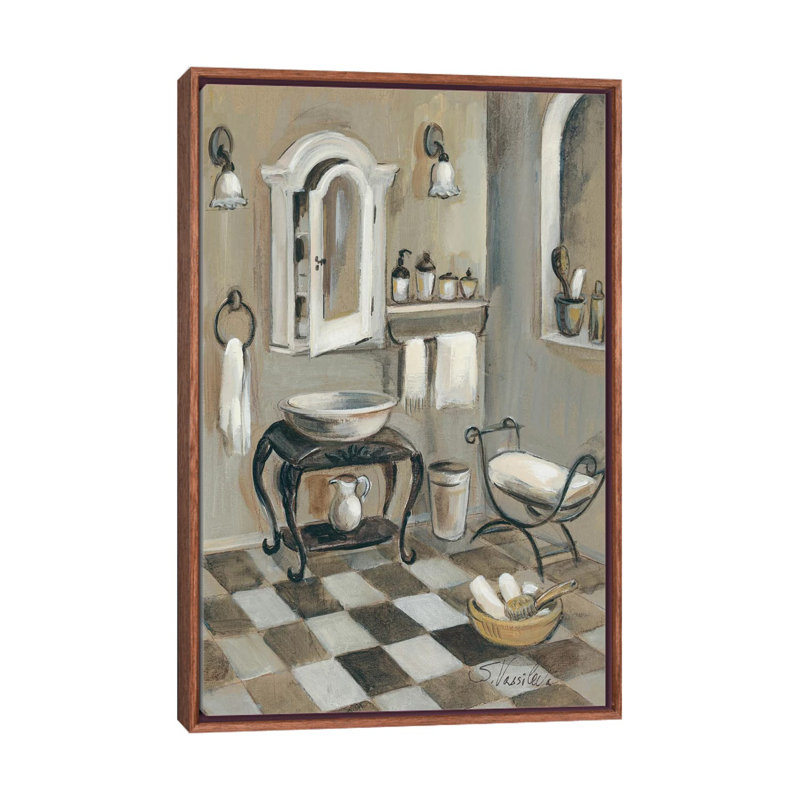 «French Bath IV» par Silvia Vassileva - reproduction d'art, H 26 po x l 18 po x 1,5 po, Cadre flottant brun