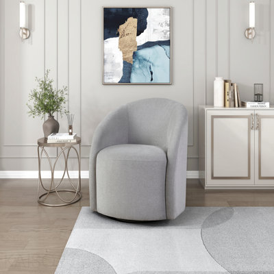 Fauteuil demi-tonneau - Boucle grise pâle revêtue de tissu pivotant en bois massif de style contemporain pour salon confortable Mobilier d'appoint luxueux