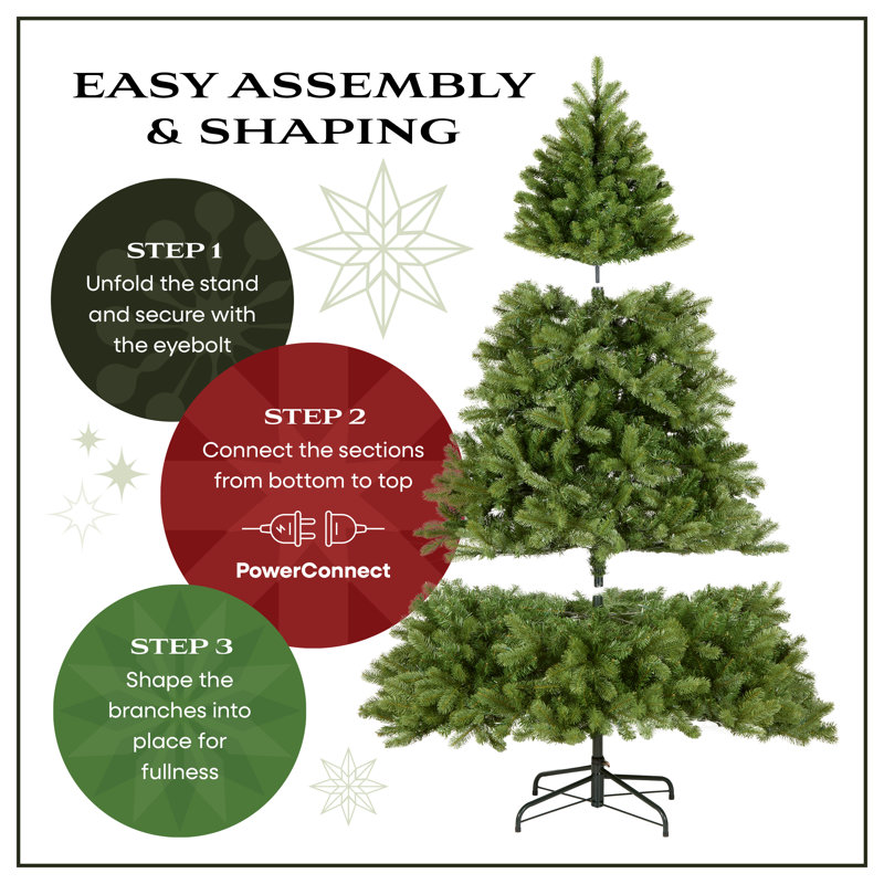 Green Spruce Christmas Tree with LED Lights, 7.5 Ft