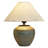 Vintage Brown Ceramic Table Lamp With Bamboo Pattern Linen Shade, Plug-In