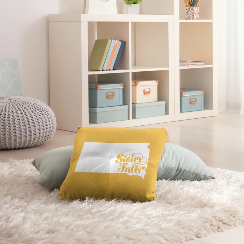 Coussin de sol touffeté nevada, 26 po x 26 po, Jaune, Sioux Falls