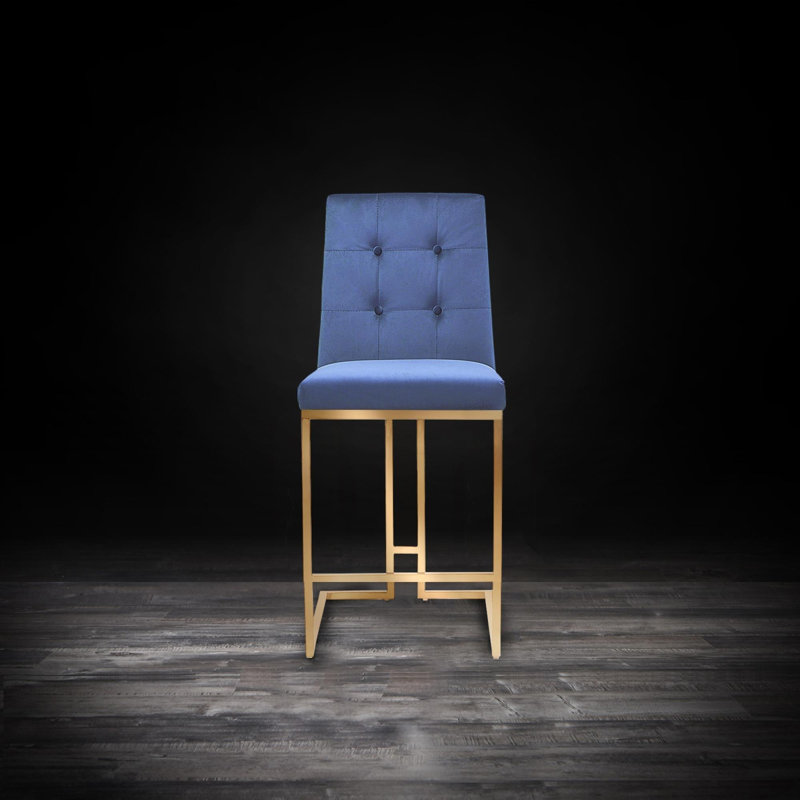 Tabouret de bar et de comptoir Cameron, Bleu foncé, Tabouret de comptoir (siège d'une hauteur de 27 p