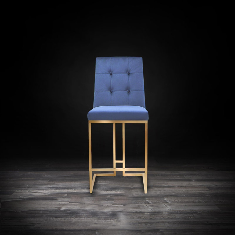 Tabouret de bar et de comptoir Cameron, Bleu foncé, Tabouret de comptoir (siège d'une hauteur de 27 p