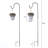 Set of 2 Solar-Powered Leaf Design Hanging Lanterns with Shepherd Hooks