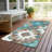 Machine Washable Indoor/Outdoor Xhevrie Teal Rug-1060177607