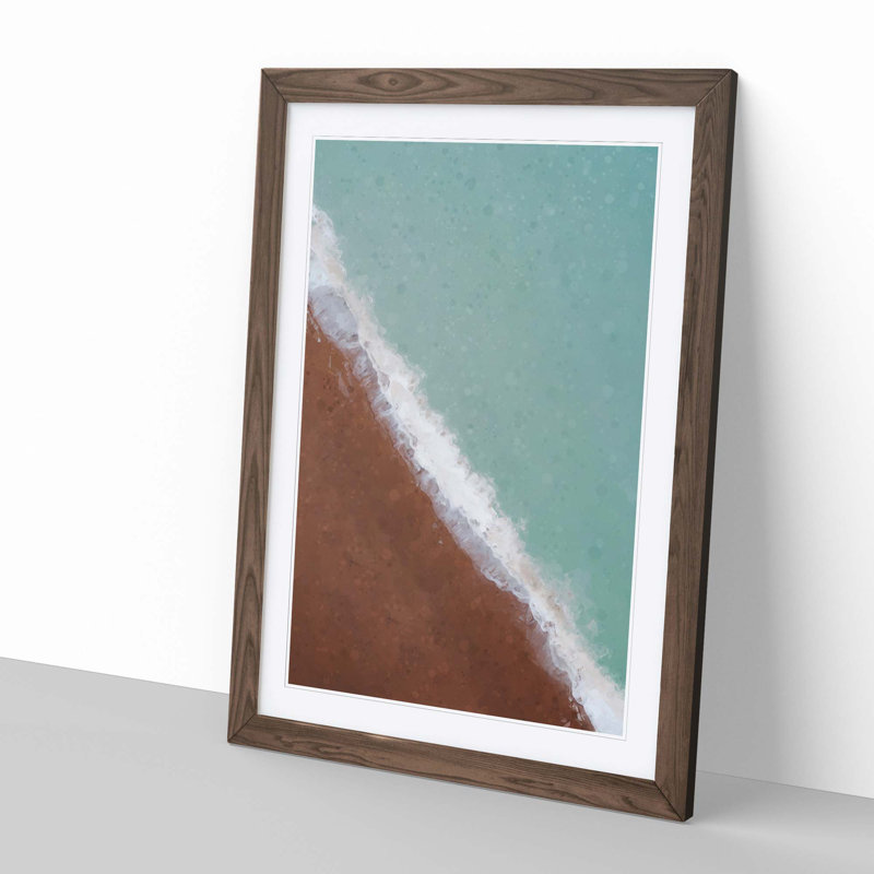 View of Brighton Beach in Abstract - Picture Frame Graphic Art Print, Walnut, 50cm H x 35cm W x 2cm D