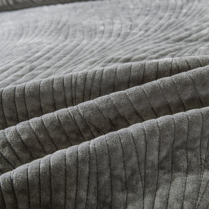 Polyester Coverlet, Queen Quilt + 2 Shams, Dark Taupe Brown