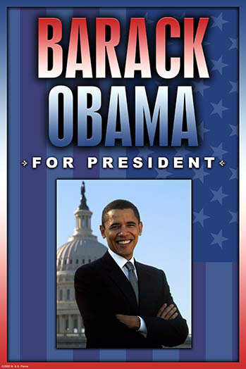 «Barack Obama for President» par Wilbur Pierce - impression d'art graphique, H 66 po x l 44 po