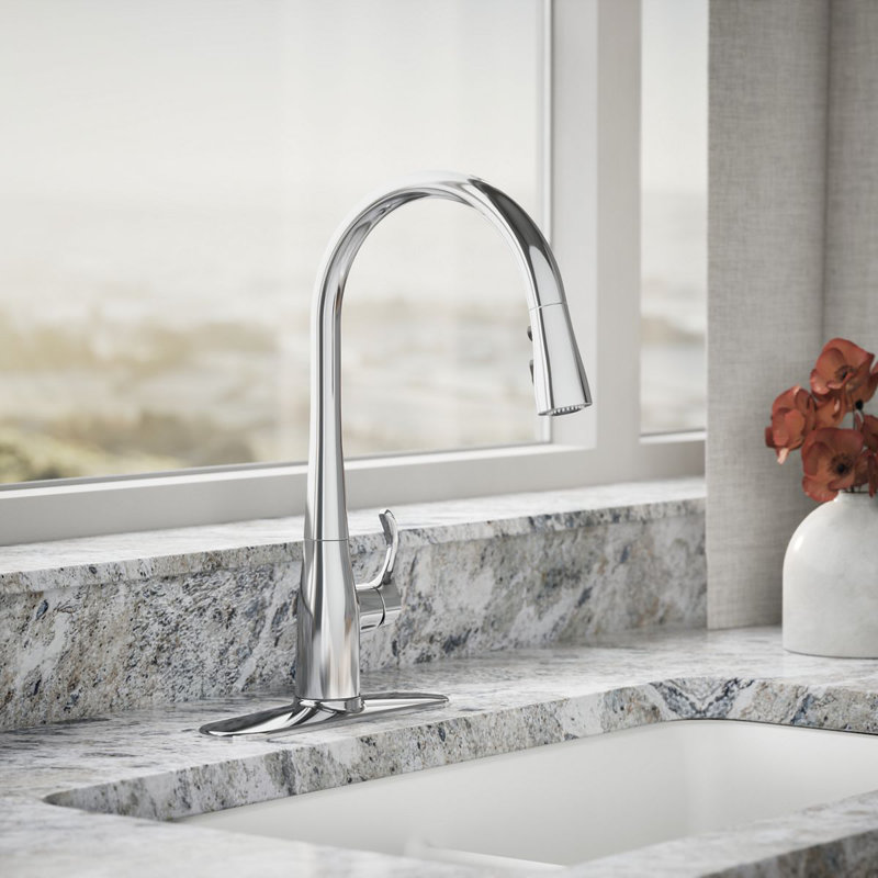 Simplice Pull Down Single Handle Kitchen Faucet, Polished Chrome