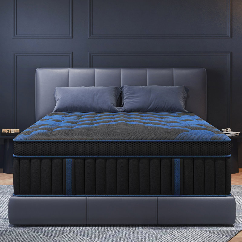 14'' Medium-Firm Hybrid Mattress With Cooling Gel Memory Foam And Pocket Springs, Bed-In-A-Box, King, 14"