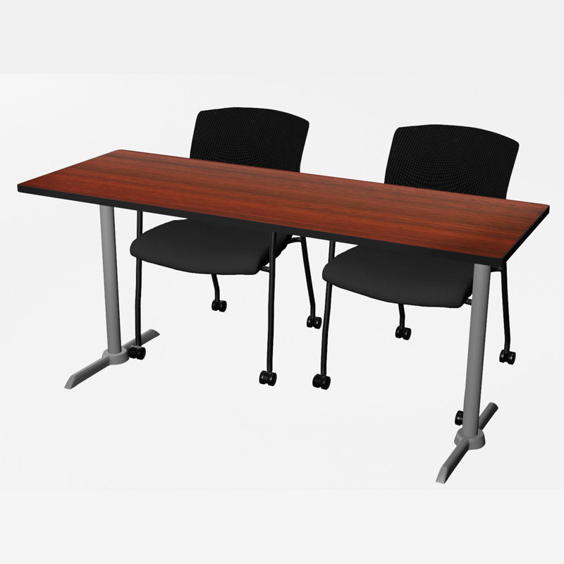 Base et table de formation Cain, Acajou, H 29 po x L 66 po x l 24 po, Gris lune