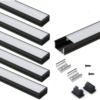 6-Pack 3.3 ft. Aluminum LED Strip Channel Track with Milky Diffuser Cover, Cuttable U-Shaped Profile