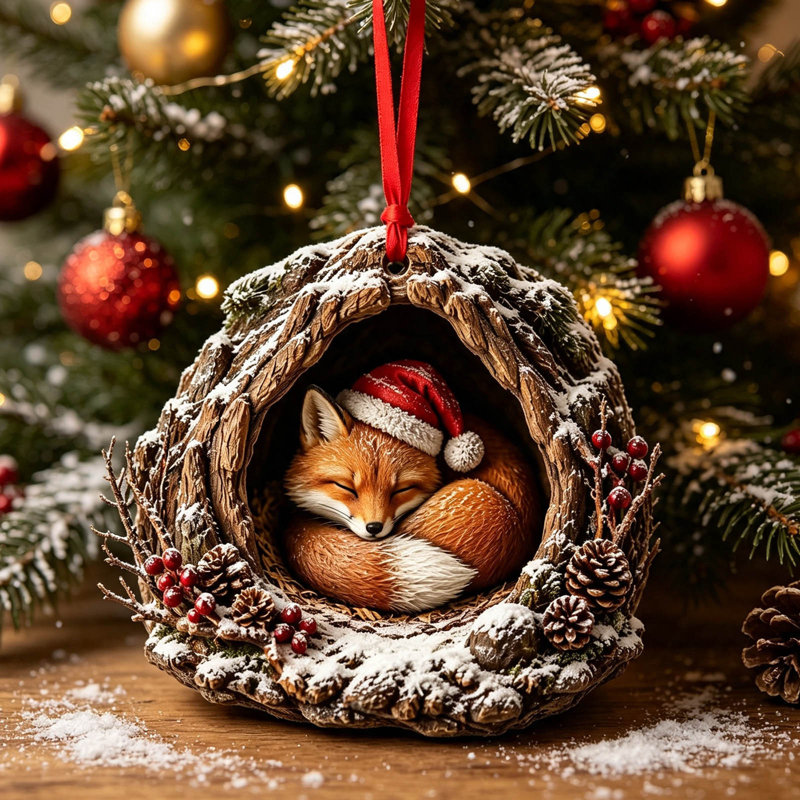 Décorations de Noël en résine, décorations d'animaux mignons en forêt, de profondeur