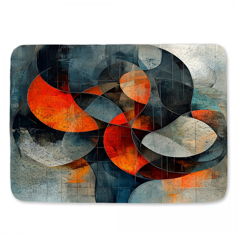 Tapis de bain géométrique à motif géométrique abstrait contemporain, L 24 po x l 17 po
