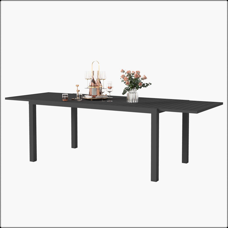 Table de salle à manger extensible en aluminium 97,2 po L, Noir