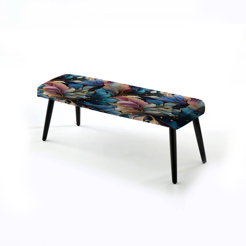 Spiral Flower Elegance Boho Pattern - Boho Upholstered Black Bench