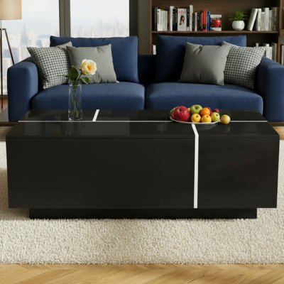 A Modern And Versatile Coffee Table With An Extendable Design To Fit Your Living Room. Its High-gloss Finish Creates A Striking Sense Of Quality, And It Features 2 Hidden Storage Spaces + 2 Drawers To Meet Your Storage Needs.