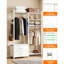 115cm White Heavy Duty Open Wardrobe with 4 Drawers, 2 Hanging Rails and Shoe Shelf, Freestanding Garment Rack for Bedroom