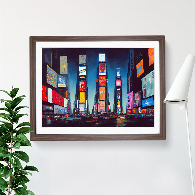 XH1022-6206X Modern Times Square Art Vol.5 - Single Picture Frame Print, 46cm H x 64cm W x 2cm D, Walnut