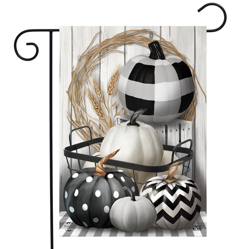 Drapeau de jardin noir et blanc citrouilles d'automne, Automne noir et blanc