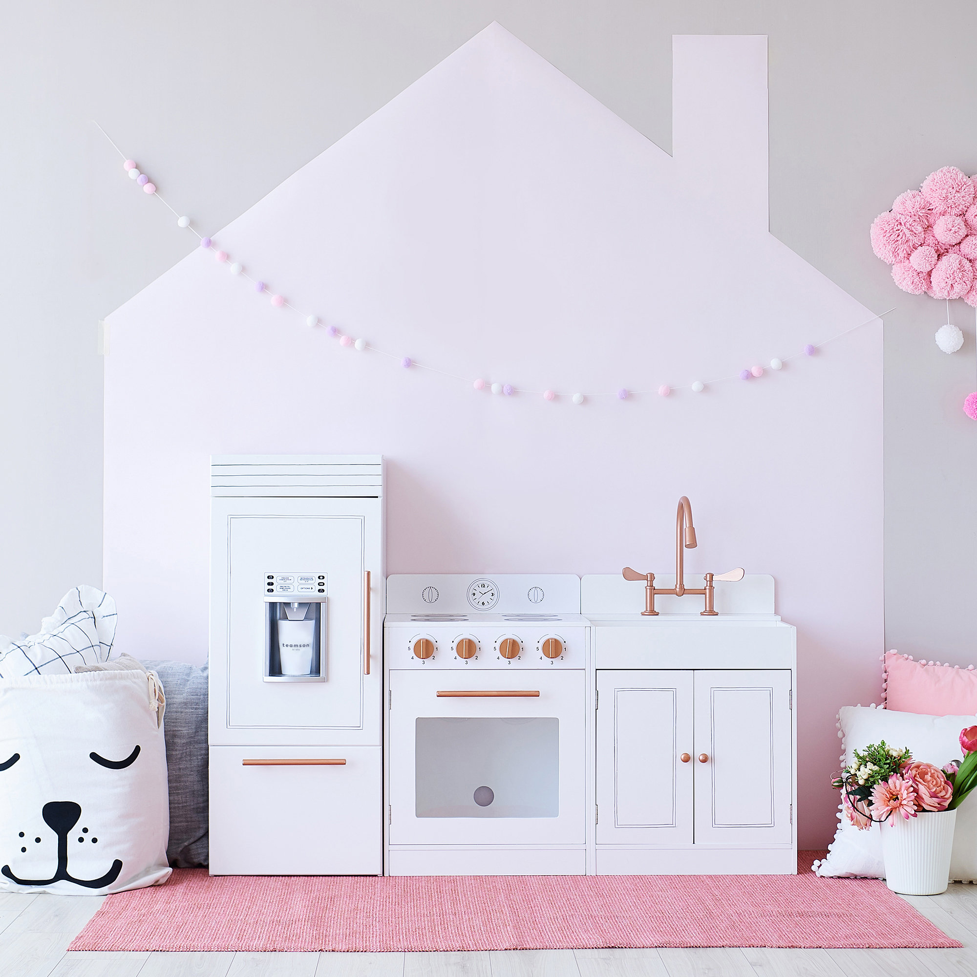 Teamson Kids Little Chef Paris Modular Wooden Play Kitchen, White/Rose ...