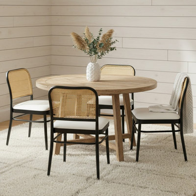 Chaise d'appoint rembourrée 18 po H avec dossier en rotin