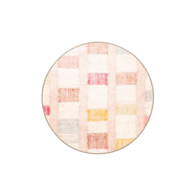 Light Tone Multicolored Geometric Patterned Fringed Vintage Decorative Carpet  Geometric Patterned Creative Modern Decorative Carpet