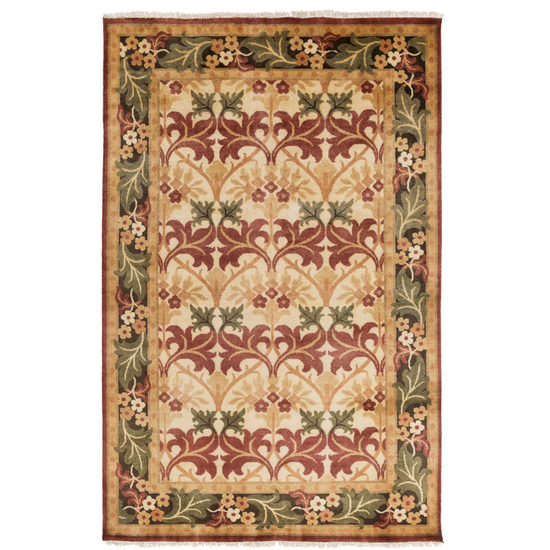 Tapis beige en laine noué à la main Dib, Rectangle 5 pi x 8 pi