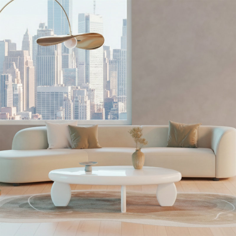 Table basse moderne 46 po x 29 po x 12 po - blanc ultrabrillant (table basse seulement), Blanc