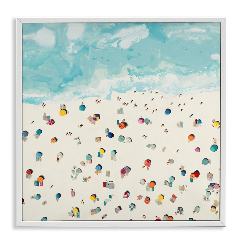 «Abstract People On Beach» par Randy Hibberd, H 24 po x l 24 po x P 1,5 po, Giclée encadrée blanc bord de mer